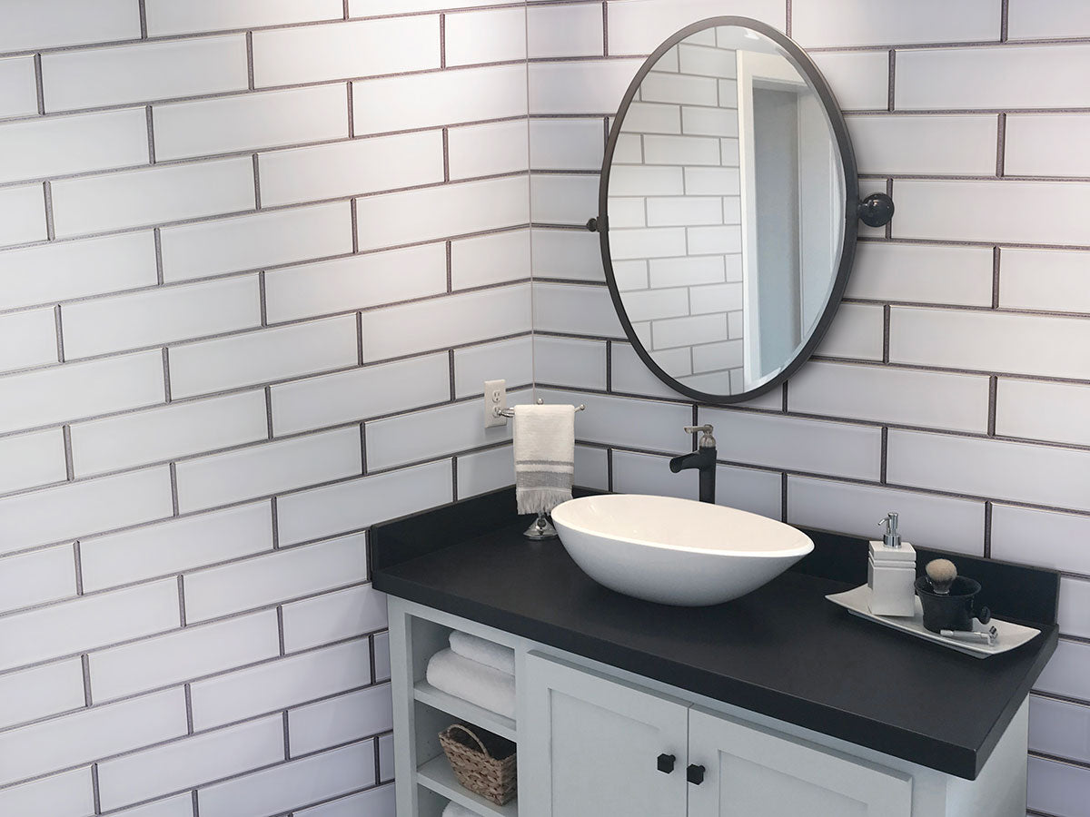 MSI Ice Bevel Glass Tile 4x12 — surface detail in natural tonality