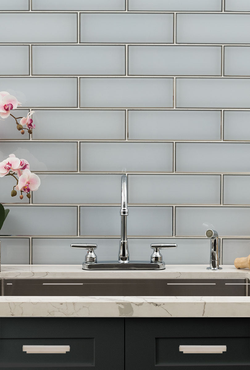 MSI Ice Bevel Glass Tile 4x12 — surface detail in natural tonality