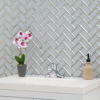 MSI Ice Bevel Herringbone 8mm — surface detail in natural tonality