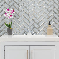 MSI Ice Bevel Herringbone 8mm — surface detail in natural tonality