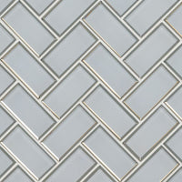MSI Ice Bevel Herringbone 8mm — Glass Mosaic Tile glossy mesh-mounted for designer installs