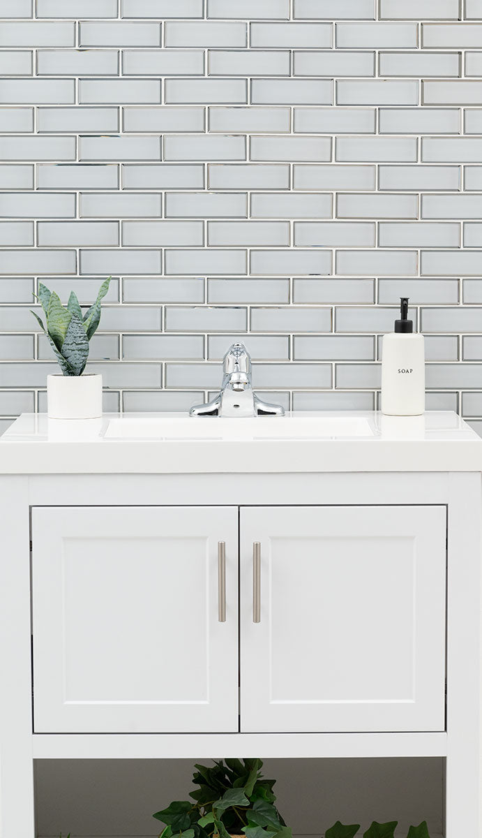 MSI Ice Bevel Subway Tile 2x6 — surface detail in natural tonality