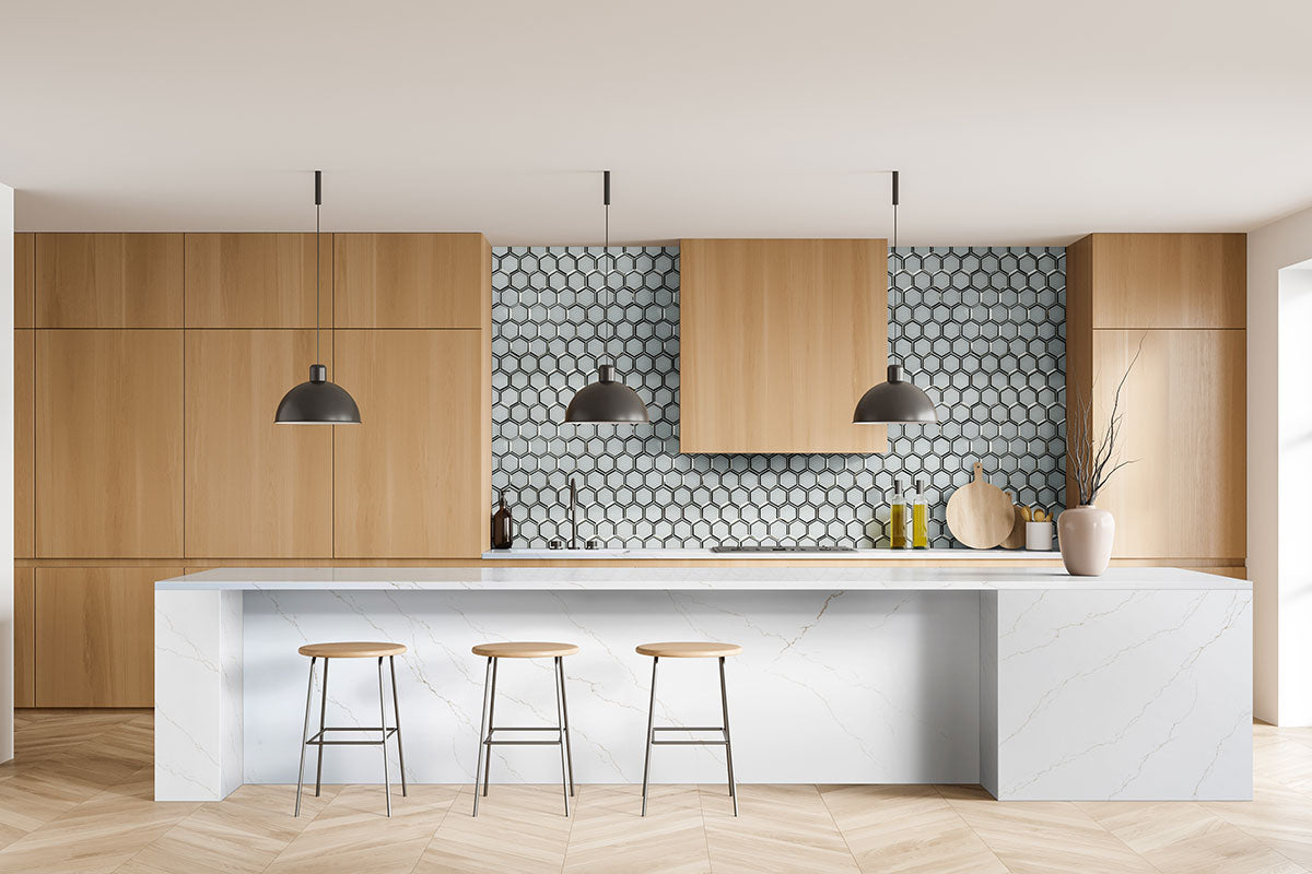 MSI Ice Beveled 3" Hexagon Mosaic Tile — surface detail in natural tonality