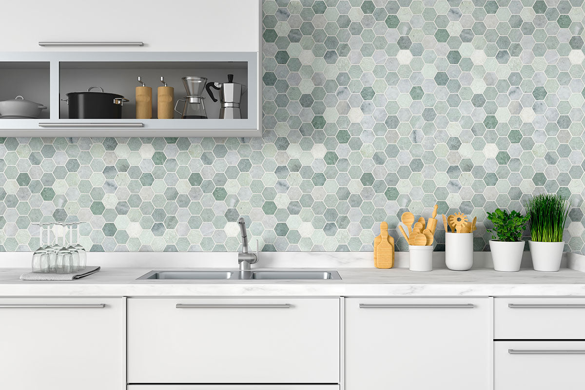 MSI Icelandic Green 2" Hexagon Polished — room scene