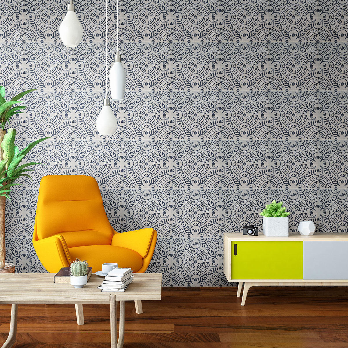MSI Kenzzi Indigo Encaustic Tile — surface detail in natural tonality