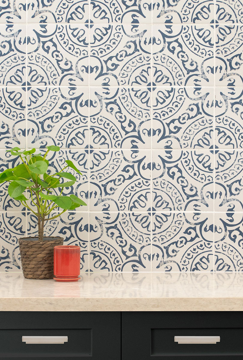 MSI Kenzzi Indigo Encaustic Tile — surface detail in natural tonality