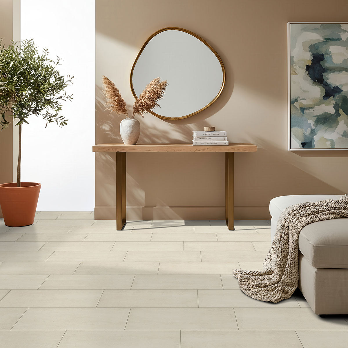 MSI Trecento Ivorelle Luxury Vinyl Tile Flooring — surface detail in natural tonality