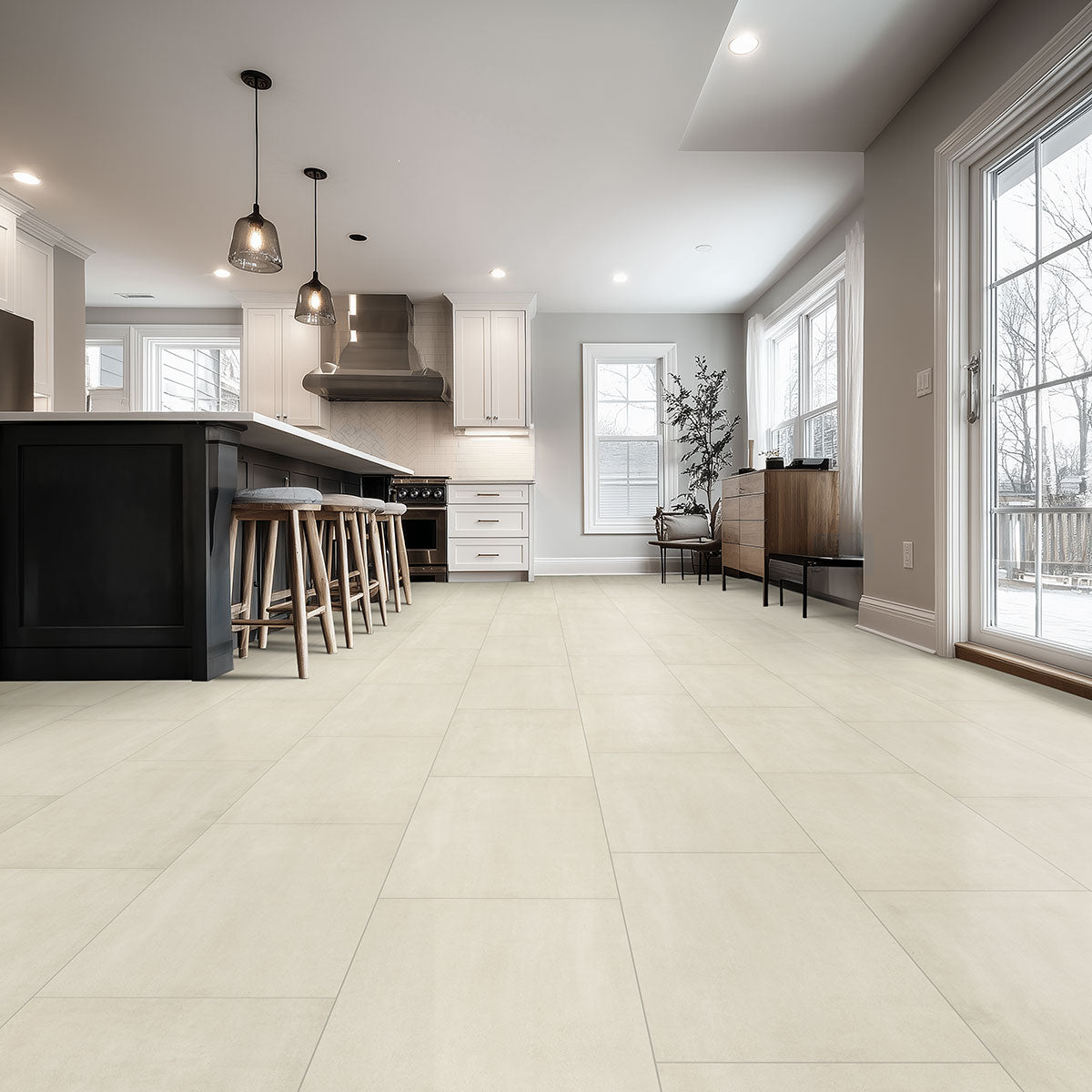 MSI XL Trecento Ivorelle Luxury Vinyl Tile Flooring, surface detail in natural tonality