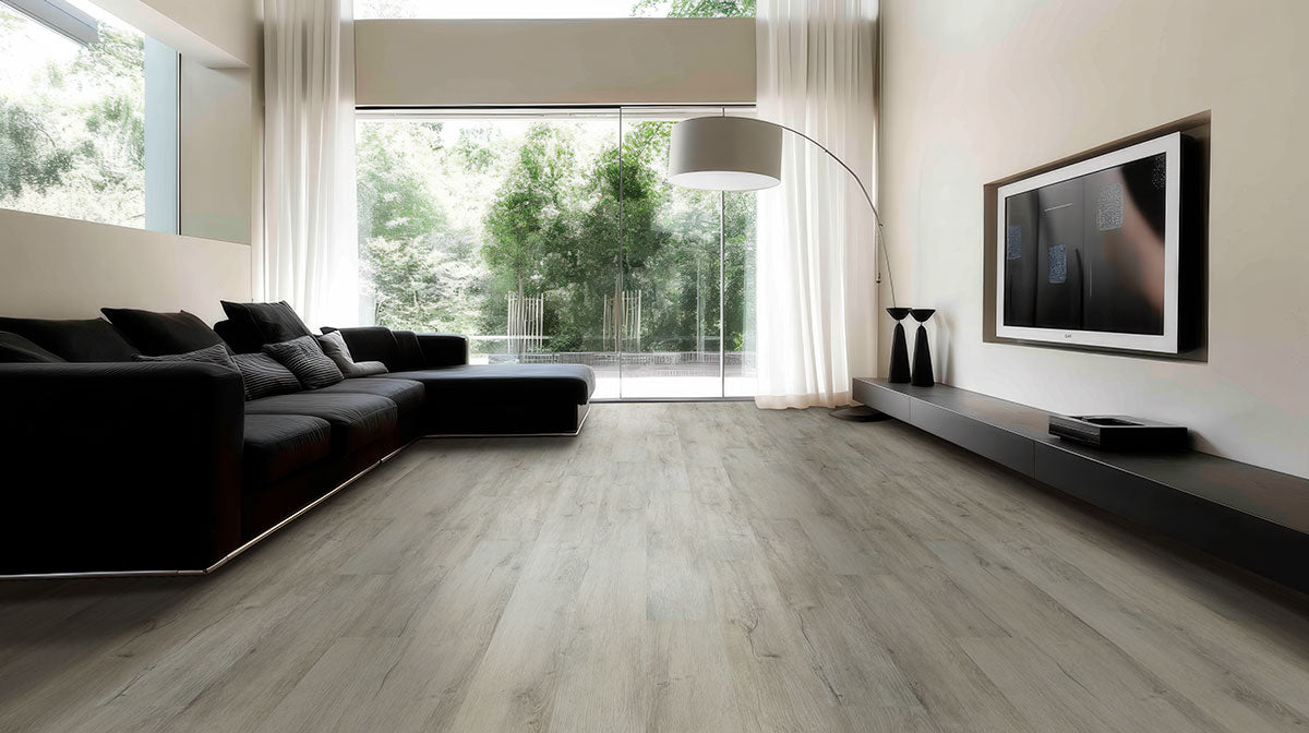 MSI Kallum York Gray Luxury Vinyl Plank Flooring — surface detail in gray tonality