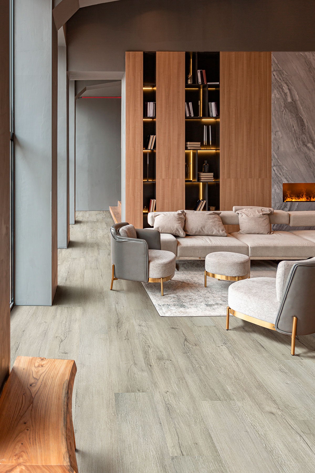 MSI Kallum York Gray Luxury Vinyl Plank Flooring — surface detail in gray tonality