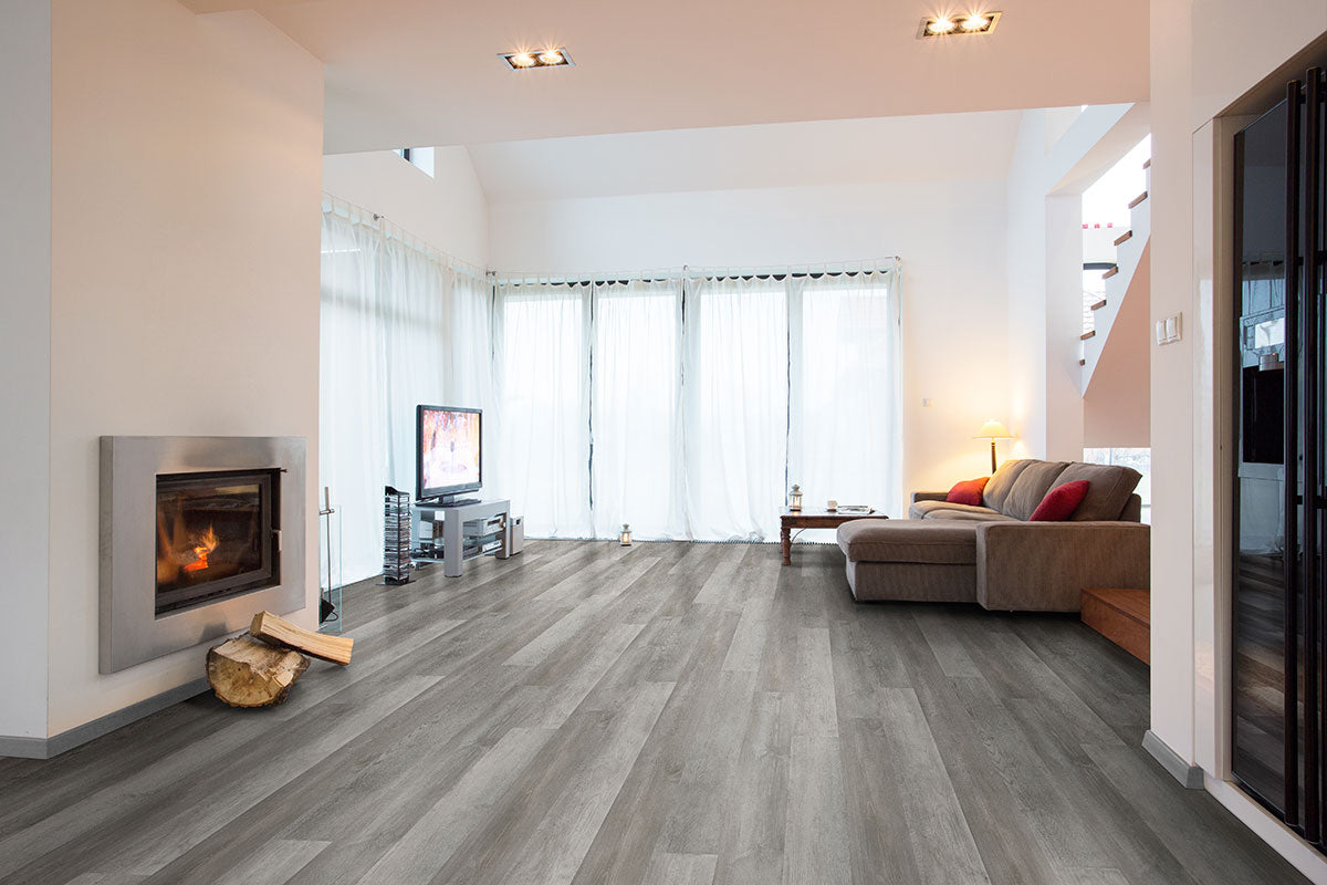 MSI Katavia Woodrift Gray Luxury Vinyl Plank Flooring — surface detail in gray tonality