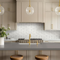 MSI Carrara White La Fleur Marble Tile — surface detail in white tonality
