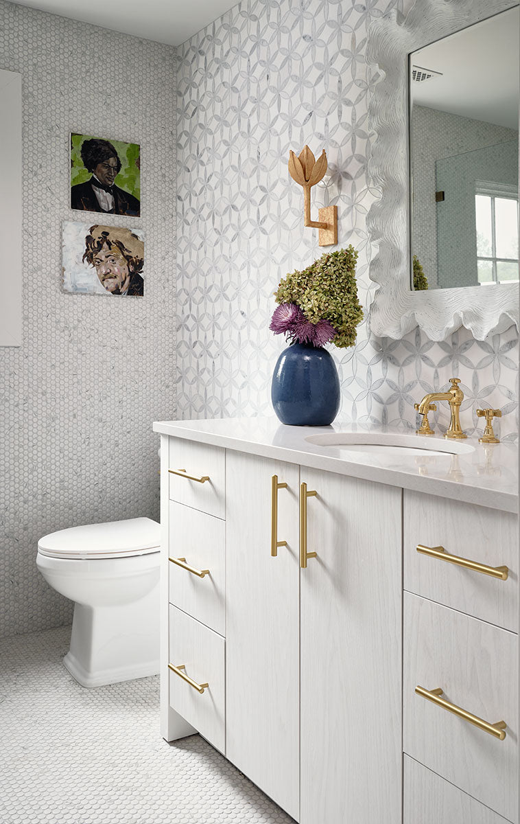 MSI Carrara White La Fleur Marble Tile — surface detail in white tonality