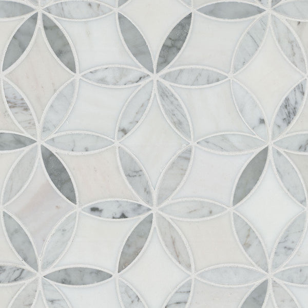 MSI Carrara White La Fleur Marble Tile