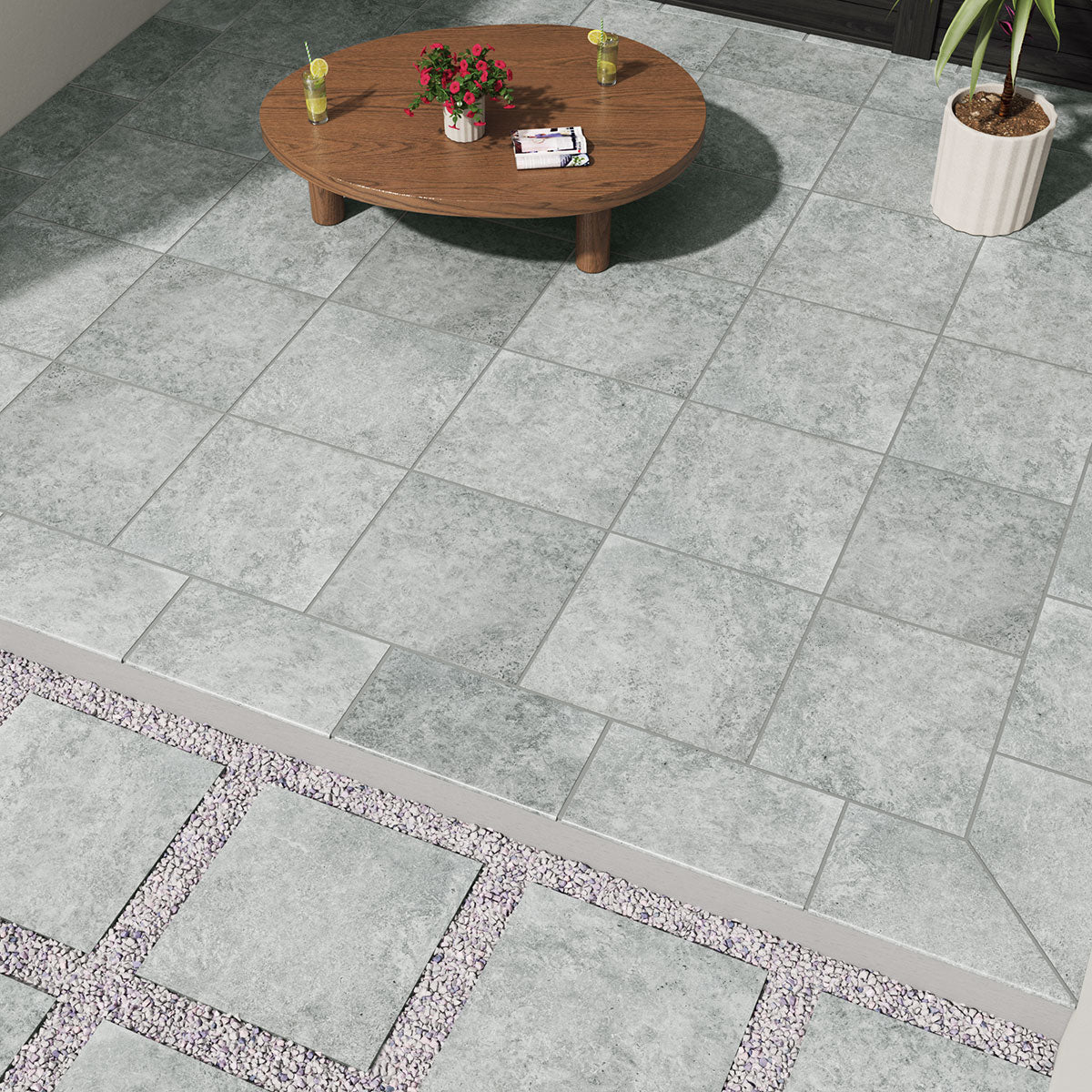 MSI Legions Lunar Silver Porcelain Paver — surface detail in silver tonality