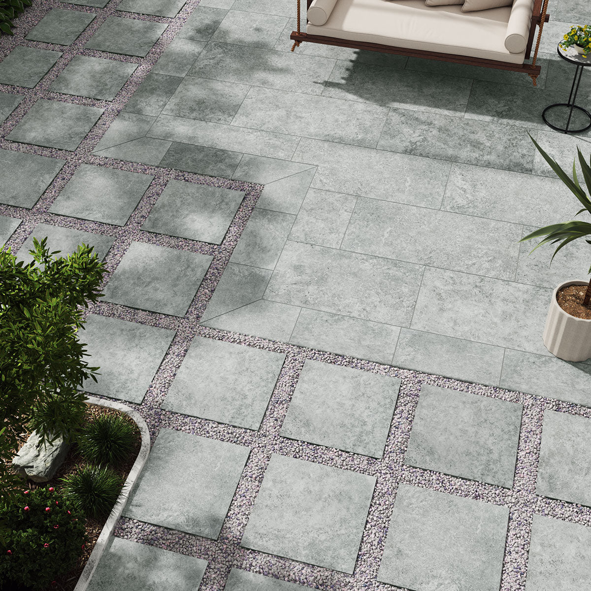 MSI Legions Lunar Silver Porcelain Paver — surface detail in silver tonality