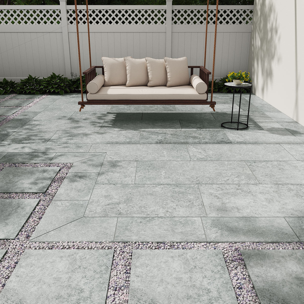 MSI Legions Lunar Silver Porcelain Paver — surface detail in silver tonality