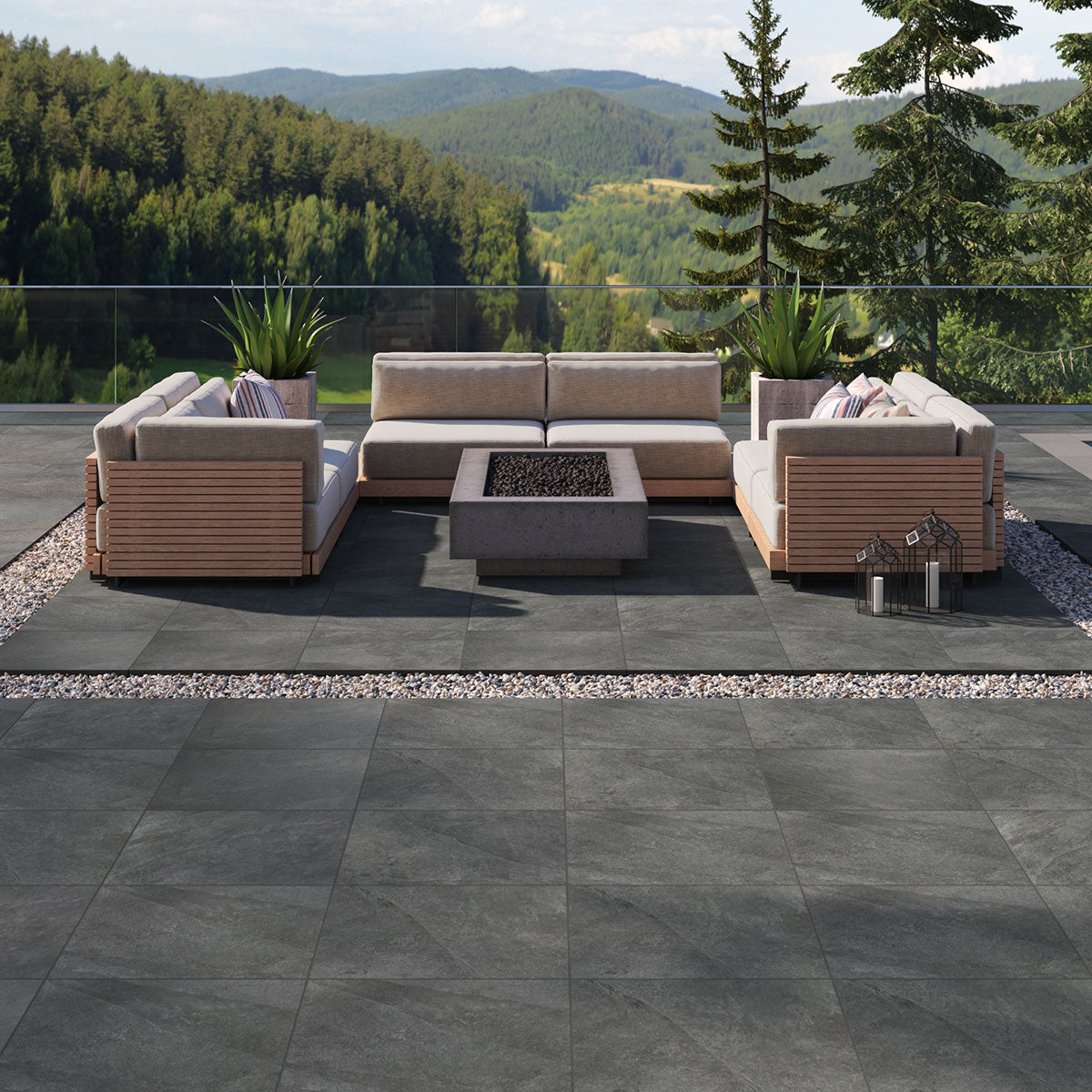 MSI Legions Midnight Montage Porcelain Paver — surface detail in natural tonality