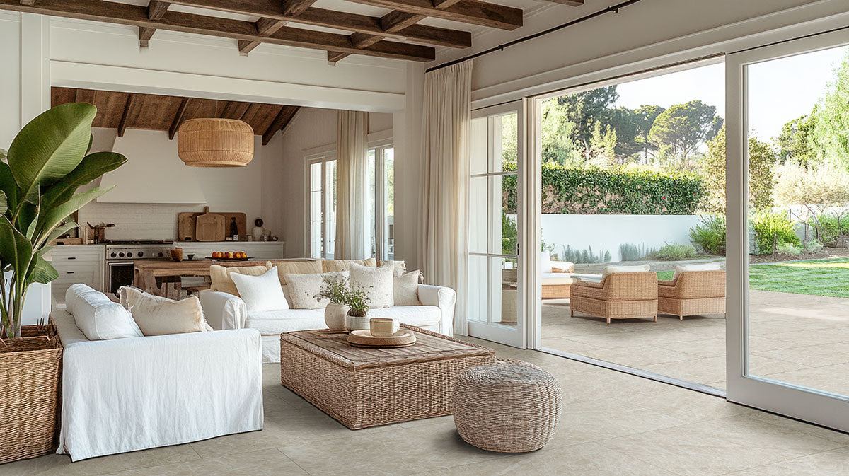MSI Legions Taja Ivory — surface detail in ivory tonality through-bodied porcelain for full-room install