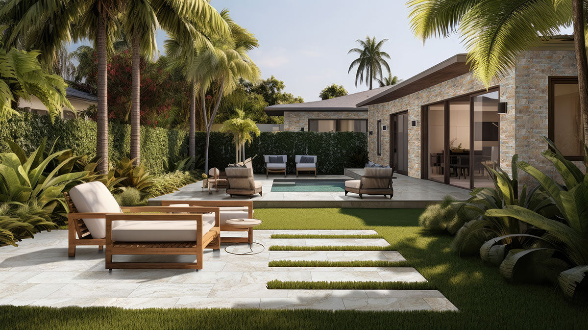MSI Livingstyle Travertino — surface detail in natural tonality