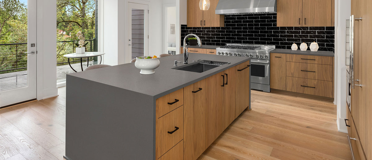 MSI Macabo Gray, surface detail in gray tonality engineered slab for kitchen and feature install, third view