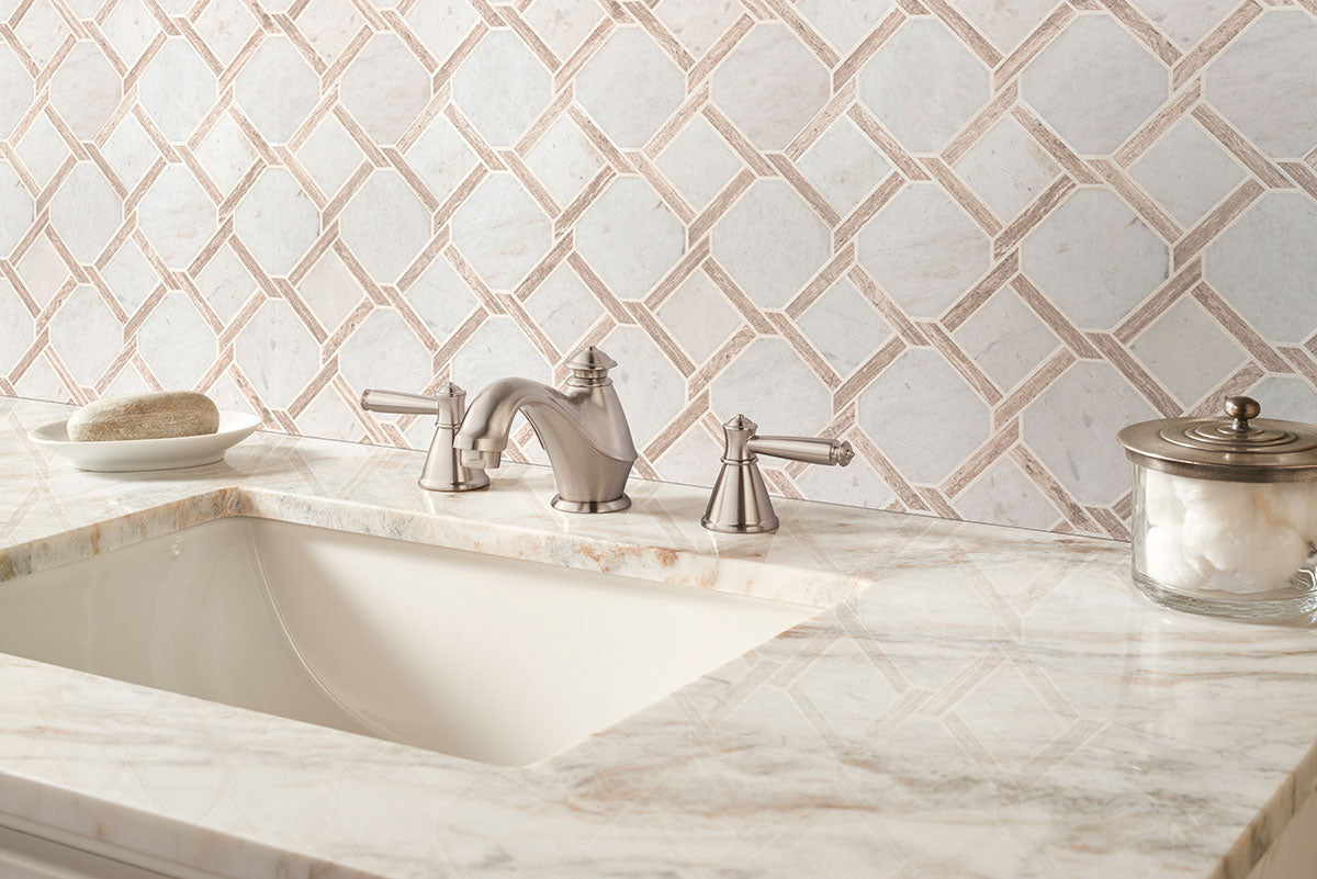 MSI Greecian White Marbella Lynx Polished Marble Tile — surface detail in white tonality