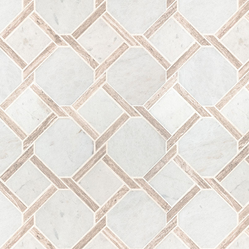 MSI Greecian White Marbella Lynx Polished Marble Tile — Natural Stone Mosaic in white tonality