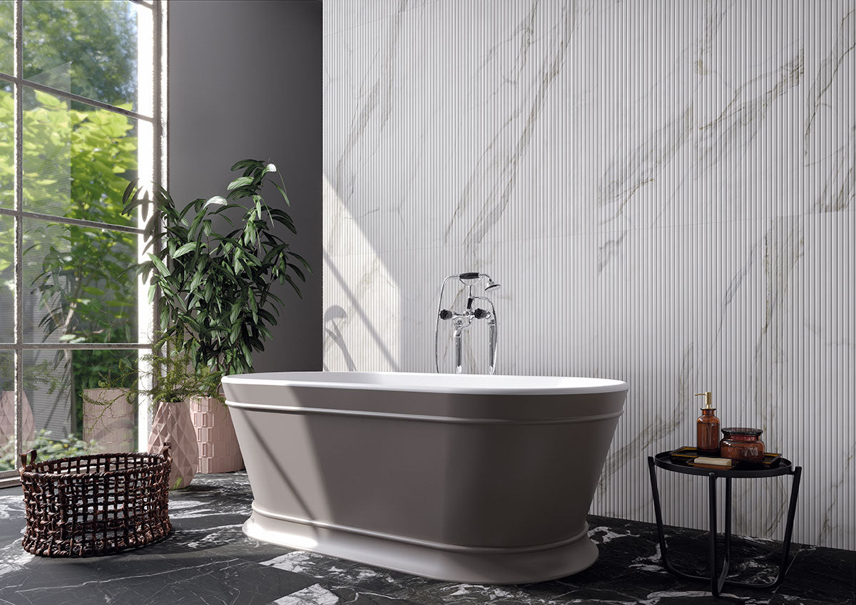 MSI Urbanslat Marmi Grey 16 x 48 Satin — surface detail in grey tonality