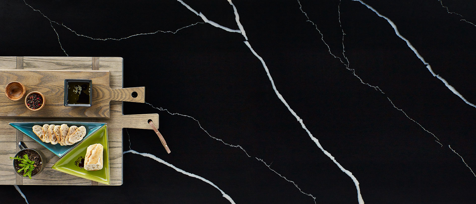MSI Marquina Midnight — surface detail in natural tonality engineered slab for kitchen and feature install