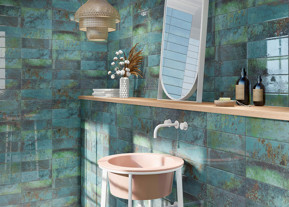 MSI Marza Aqua Subway Tile — surface detail in aqua tonality