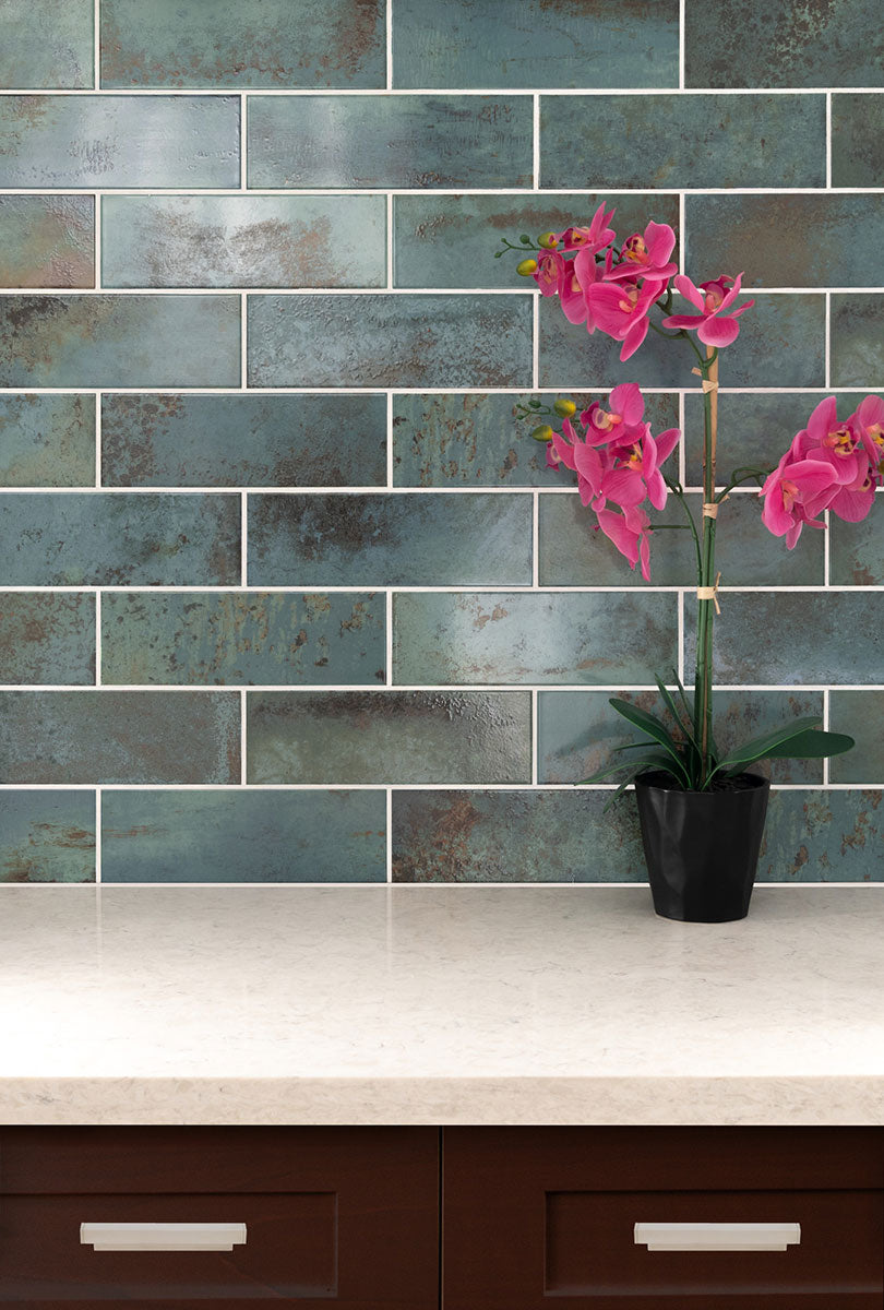 MSI Marza Aqua Subway Tile — surface detail in aqua tonality