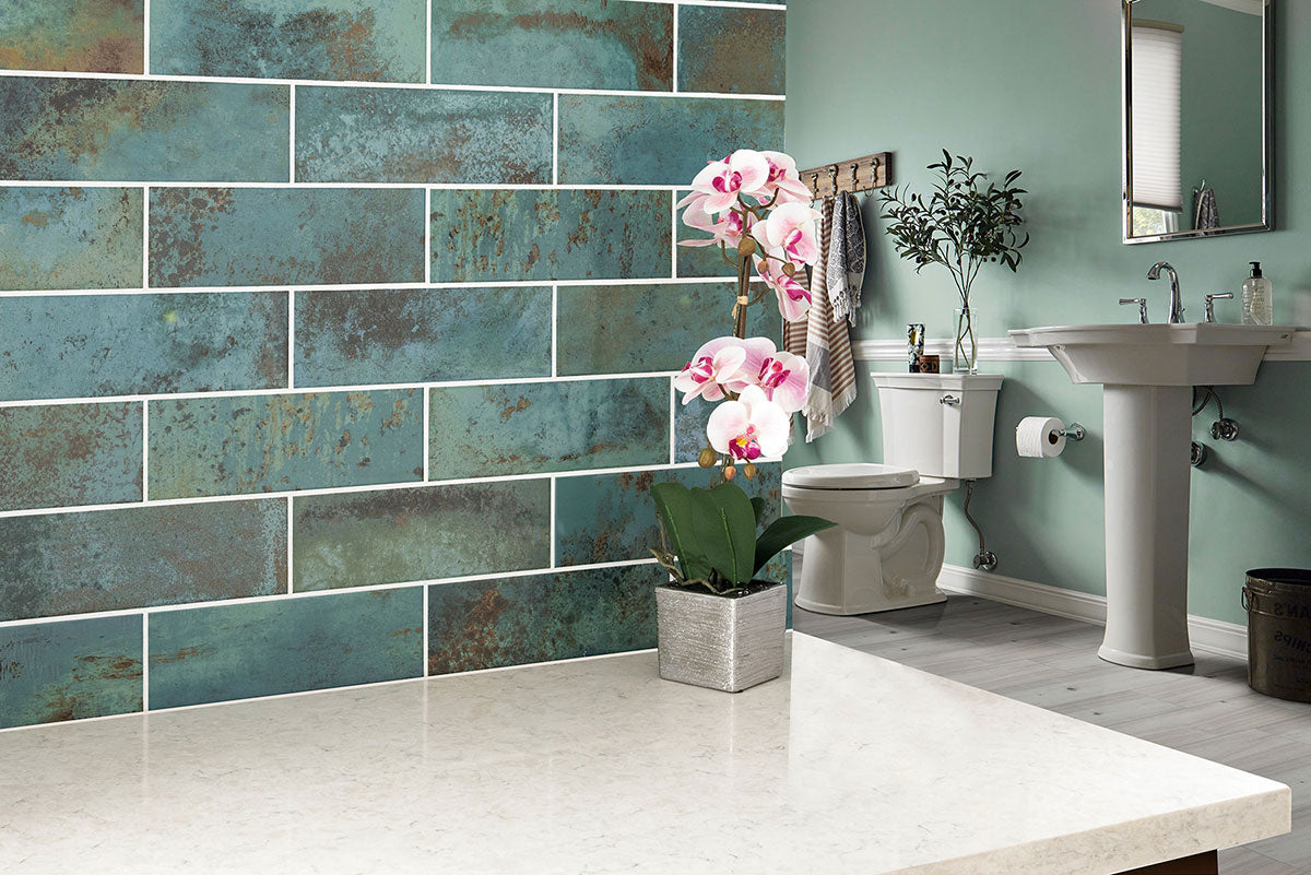 MSI Marza Aqua Subway Tile — surface detail in aqua tonality