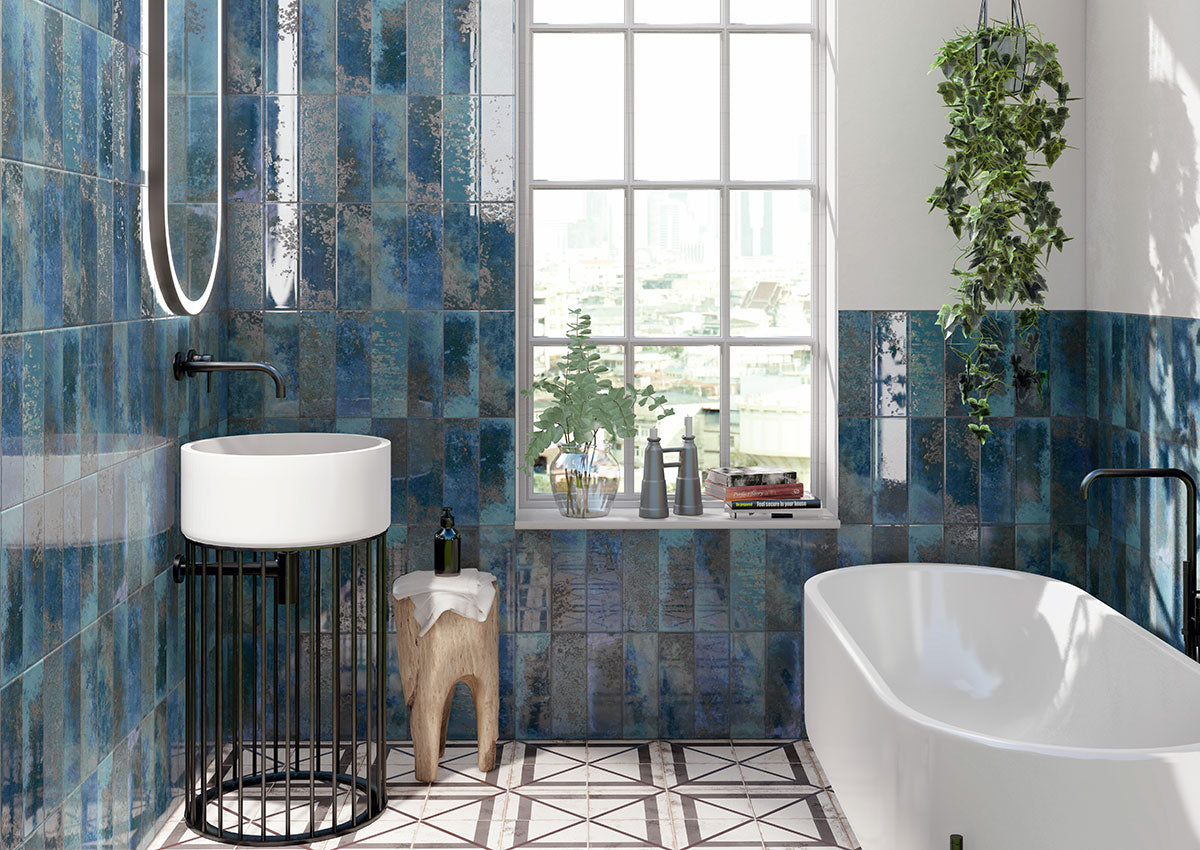 MSI Marza Cobalt Subway Tile — surface detail in natural tonality
