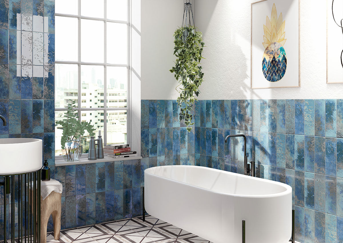 MSI Marza Cobalt Subway Tile — surface detail in natural tonality