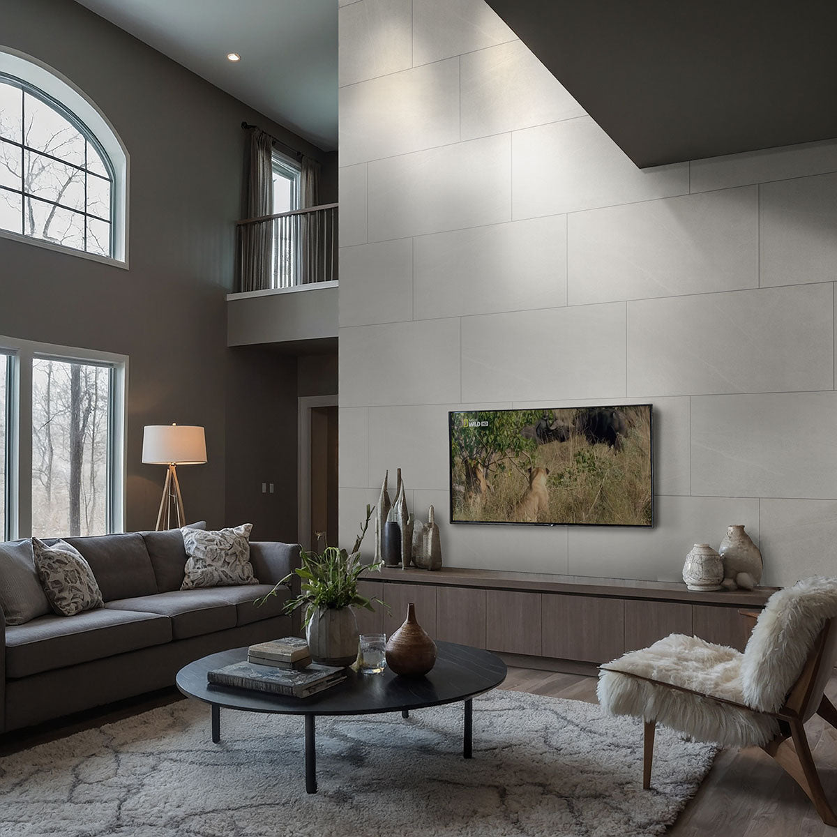 MSI Maven Talc — surface detail in natural tonality through-bodied porcelain for full-room install