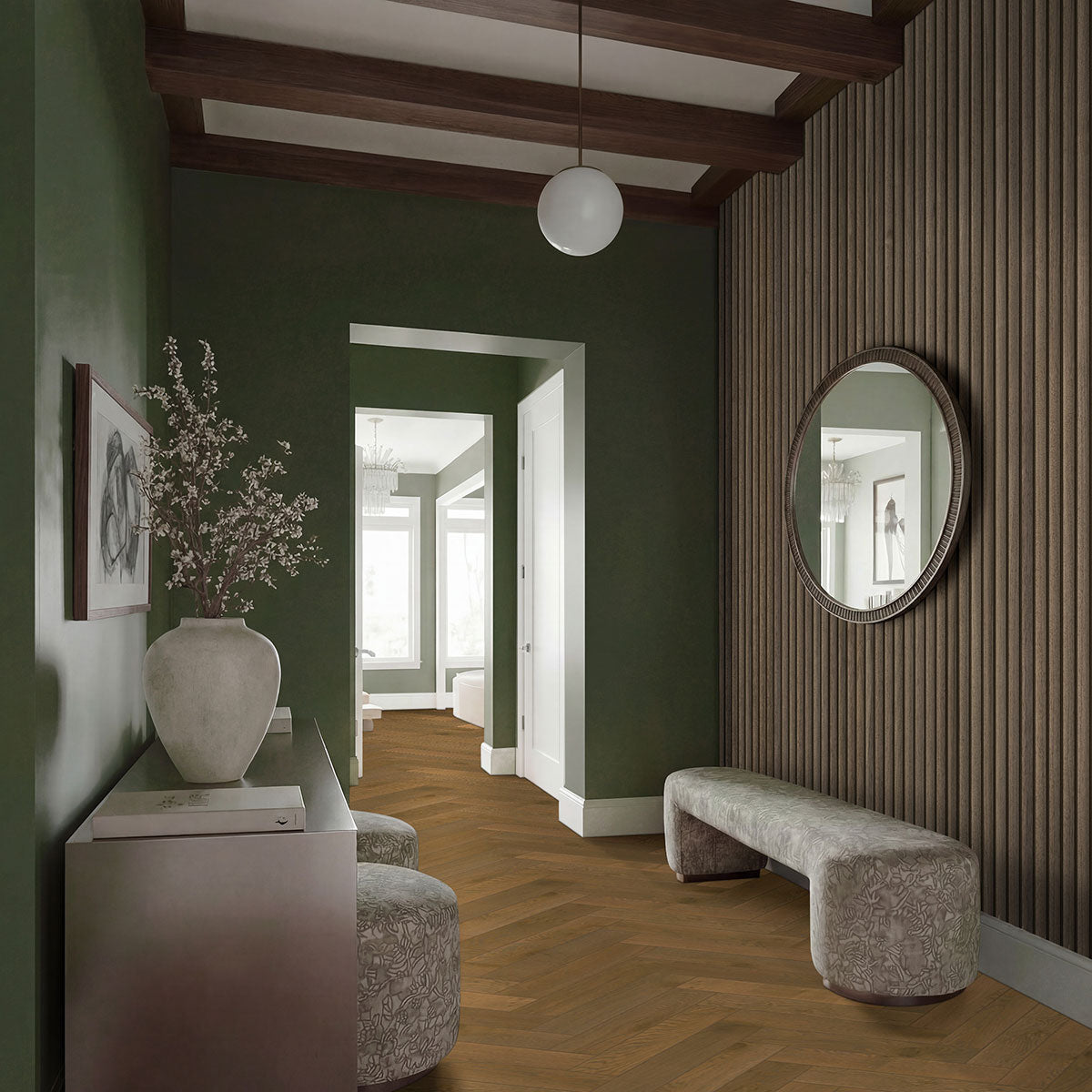 MSI Mccarran Herringbone Wayland Engineered Hardwood Flooring — surface detail in natural tonality