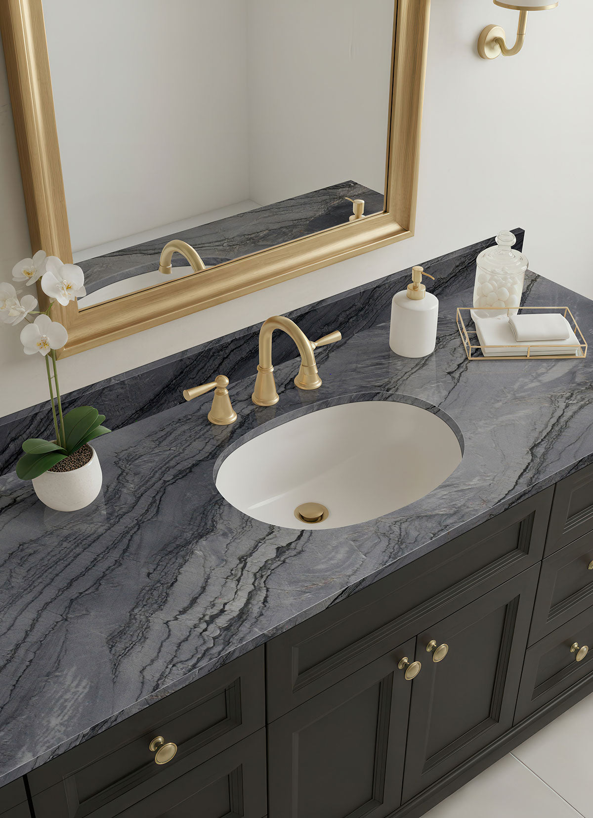 MSI Mercury Gray — surface detail in gray tonality metamorphic crystalline slab for kitchen install
