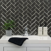 MSI Metallic Gray Bevel Herringbone 8mm — surface detail in gray tonality