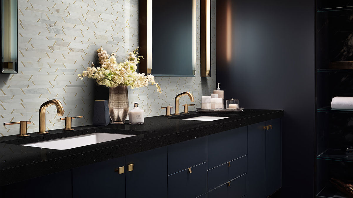 MSI Luxor Metro Gold Pattern Tile — surface detail in gold tonality