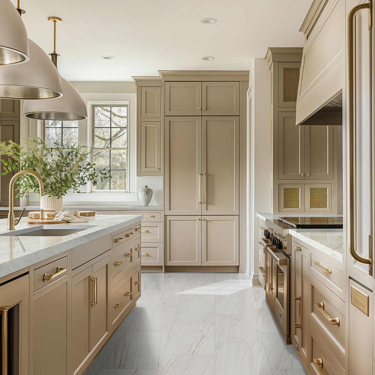 MSI Milano — surface detail in natural tonality metamorphic crystalline slab for kitchen install