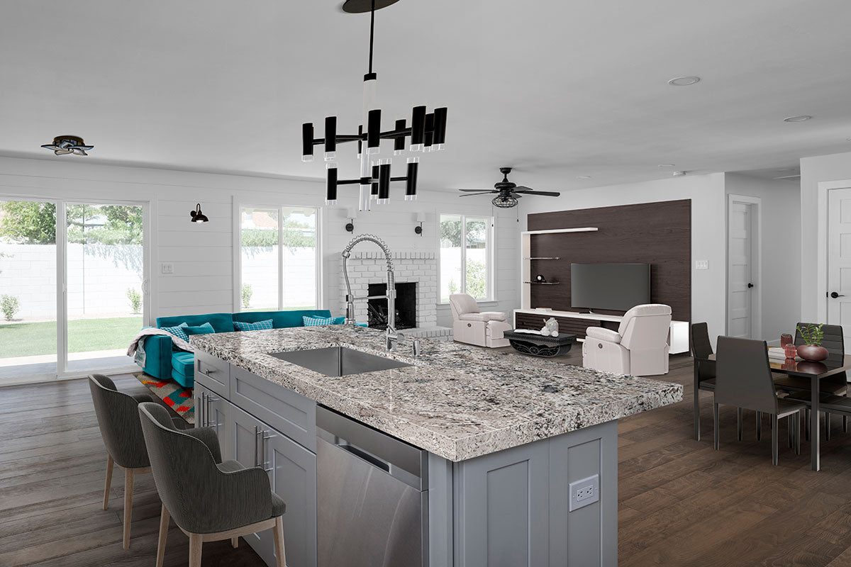 MSI Mirage White granite countertop room scene