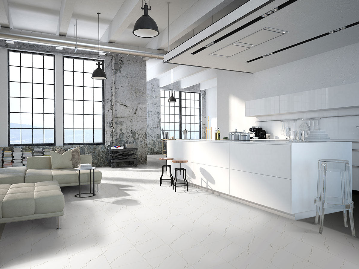 MSI Miraggio Gold — surface detail in gold tonality through-bodied porcelain for full-room install