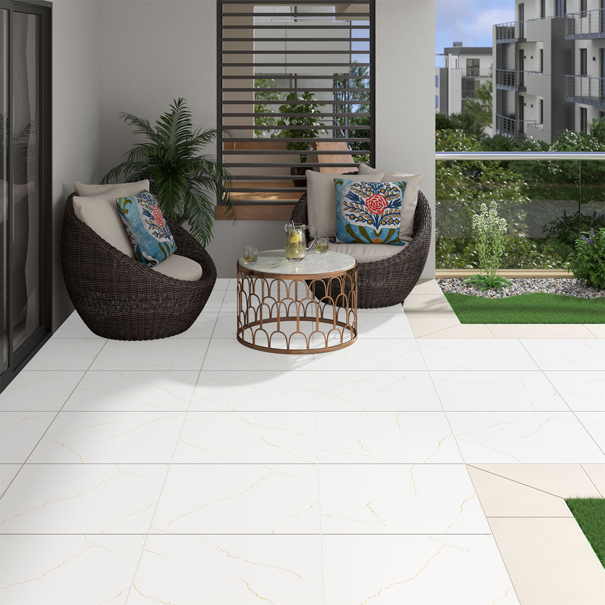 MSI Miraggio Gold Porcelain Paver — surface detail in gold tonality