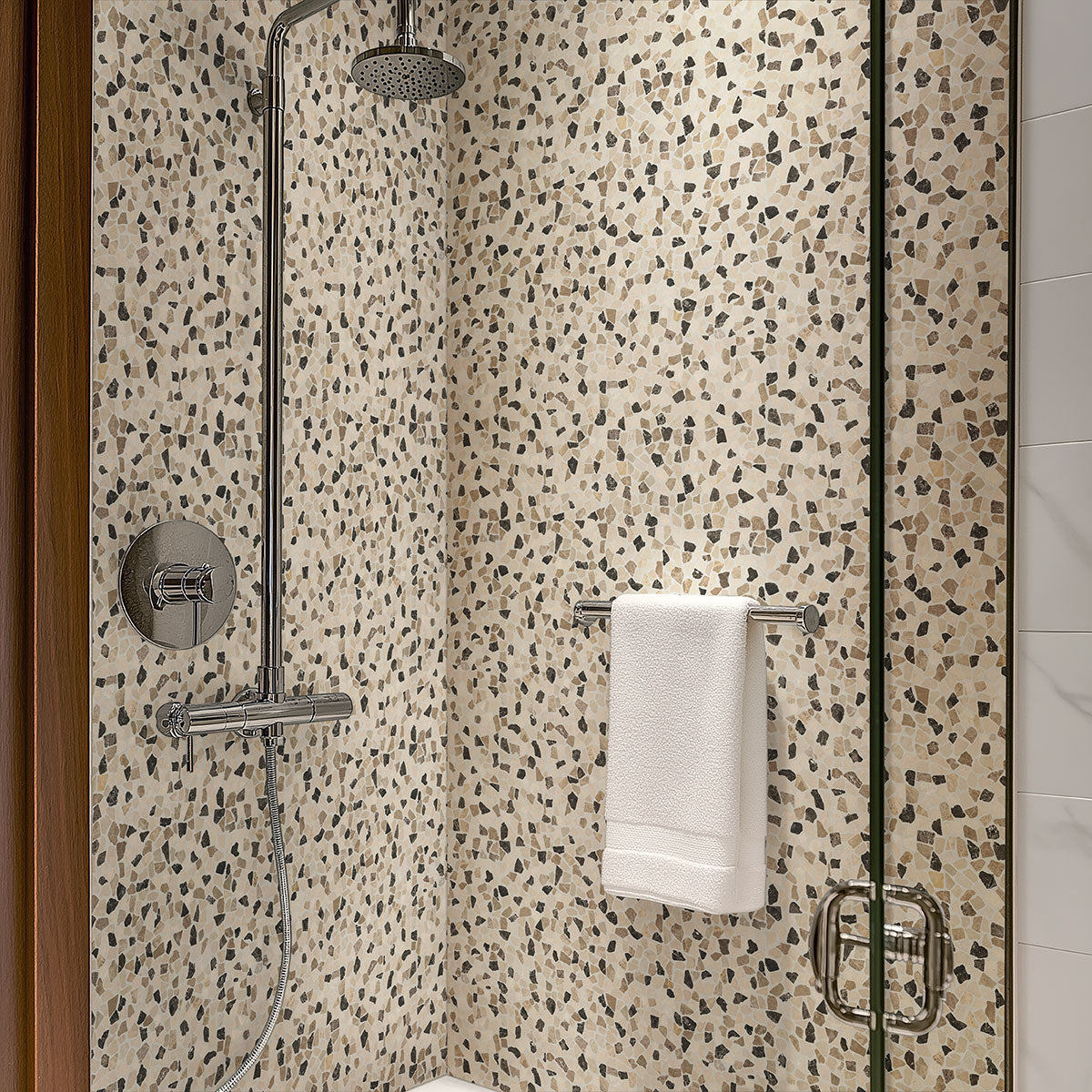 MSI Mix Marble Pebbles Tumbled Tile — surface detail in natural tonality