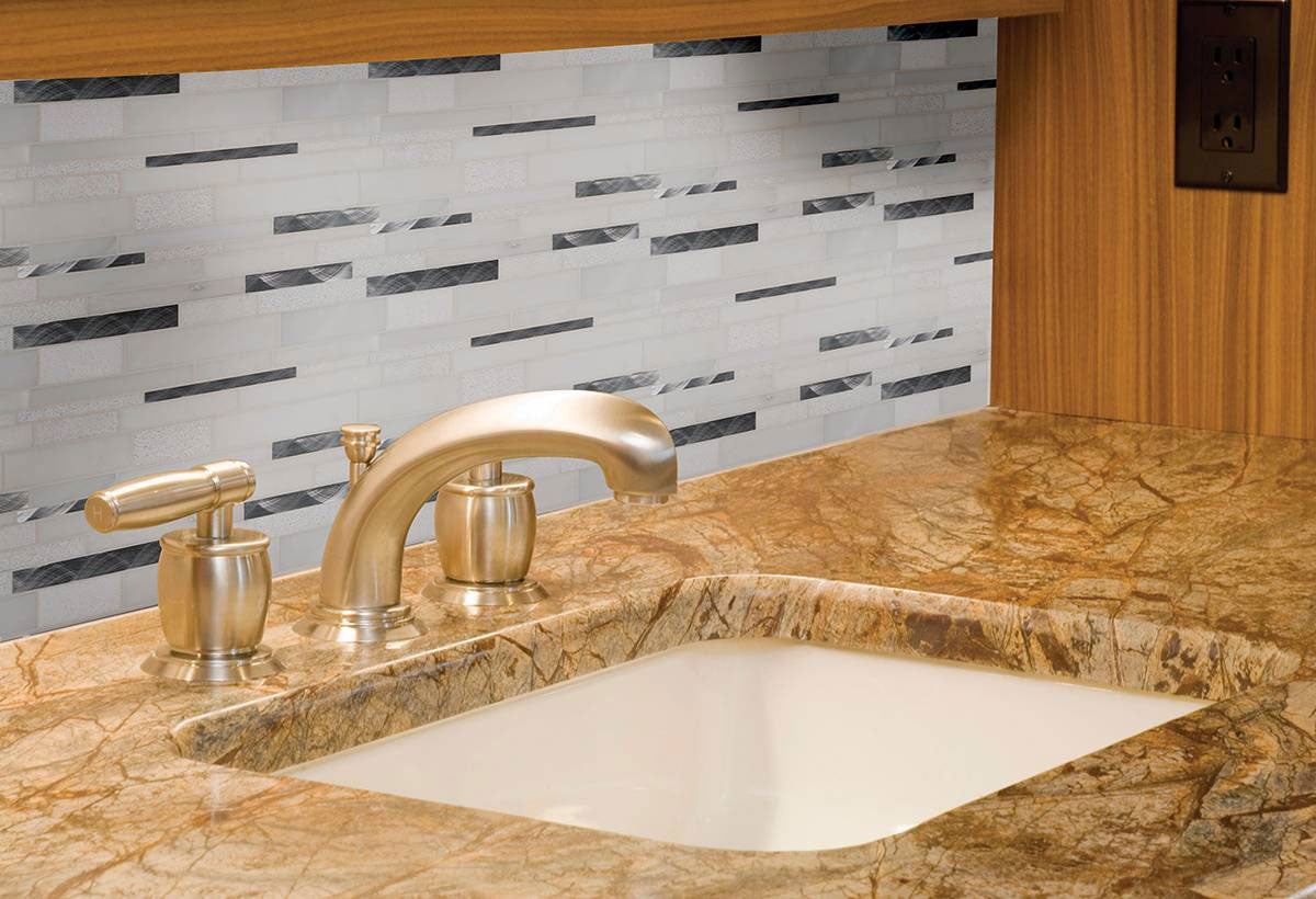 MSI Moderno Blanco Glass & Metal Tile — surface detail in natural tonality