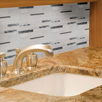 MSI Moderno Blanco Glass & Metal Tile — surface detail in natural tonality