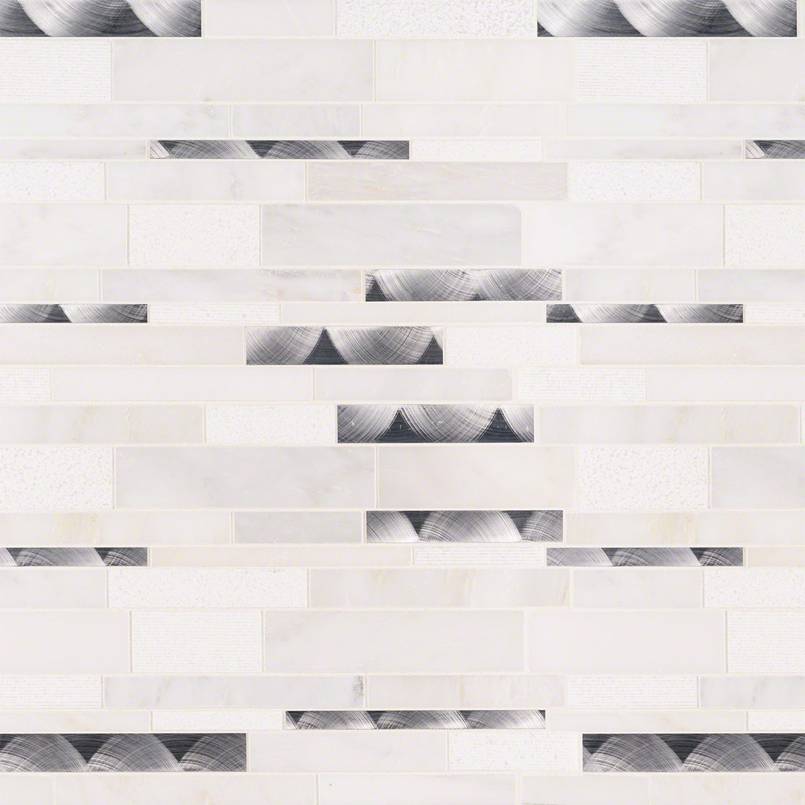 MSI Moderno Blanco Glass & Metal Tile — Glass & Metal Mosaic Tile