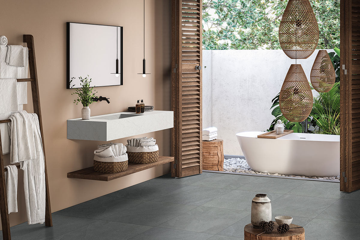 MSI Legions Midnight Montage Porcelain Paver — surface detail in natural tonality