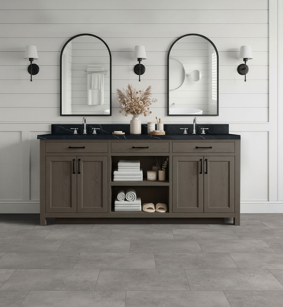MSI Glenridge Mountains Gray Luxury Vinyl Tile Flooring — surface detail in gray tonality