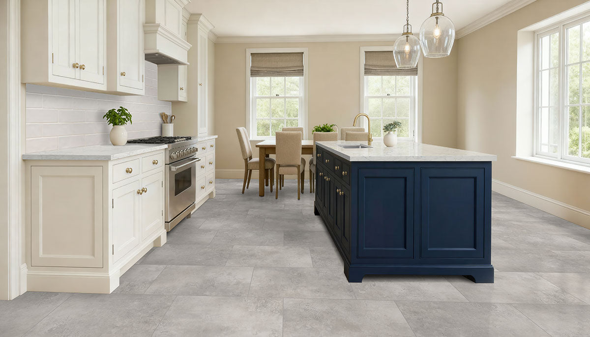 MSI Glenridge Mountains Gray Luxury Vinyl Tile Flooring — surface detail in gray tonality